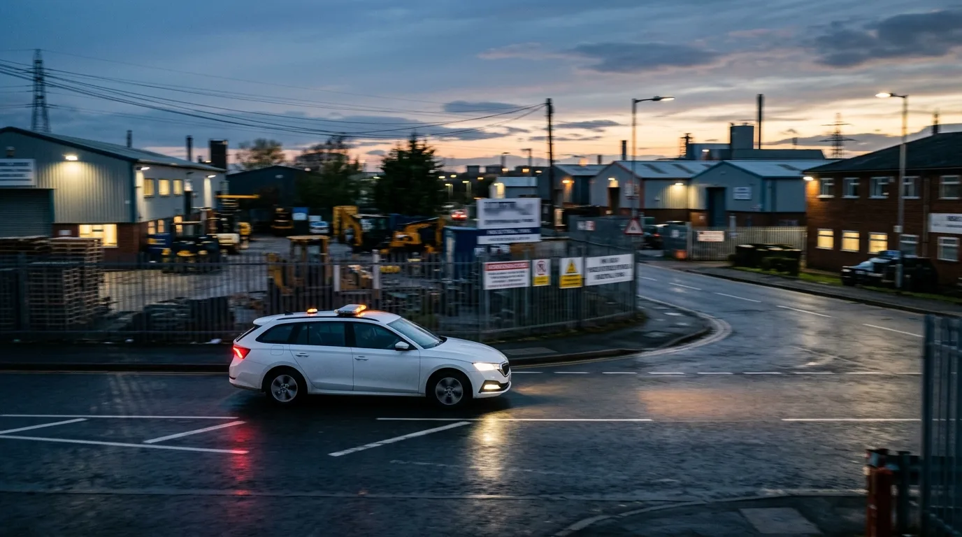 Security patrol at dusk