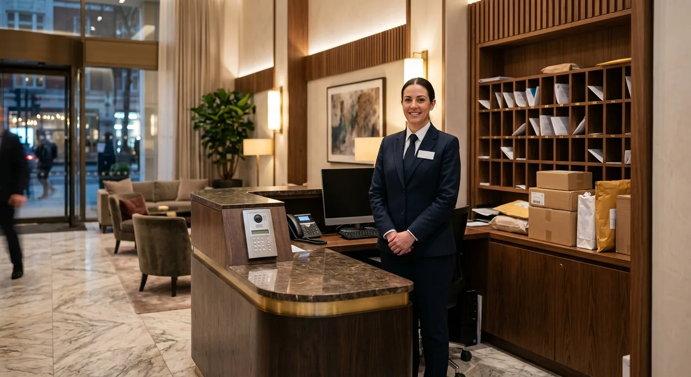 Concierge officer at reception desk